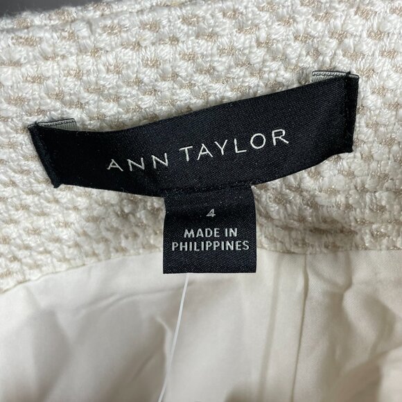NEW Ann Taylor Skirt Womens 4 tan off white woven a line preppy classic - Picture 2 of 8
